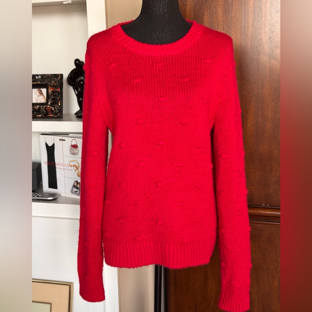Lucky Brand Bobble Red Crew Neck Sweater